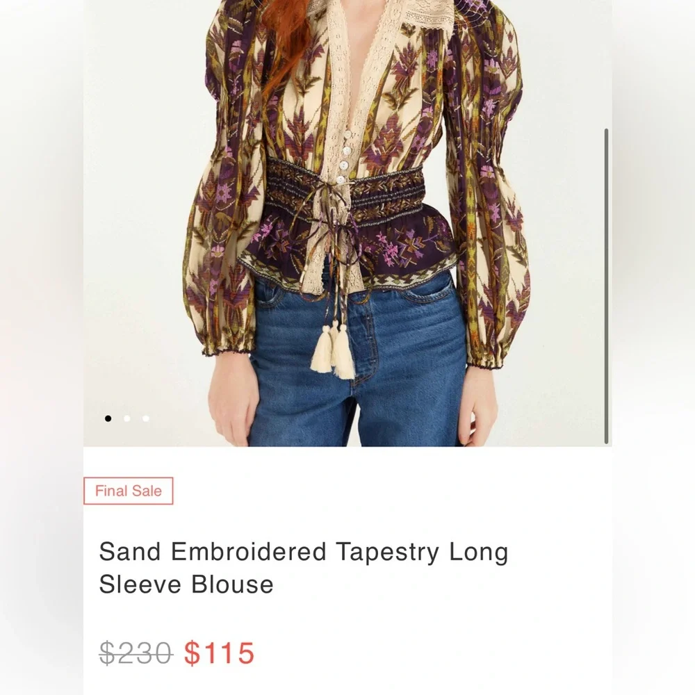 Farm Rio: Sand Embroidered Tapestry Long
Sleeve Blouse - Picture 9 of 10